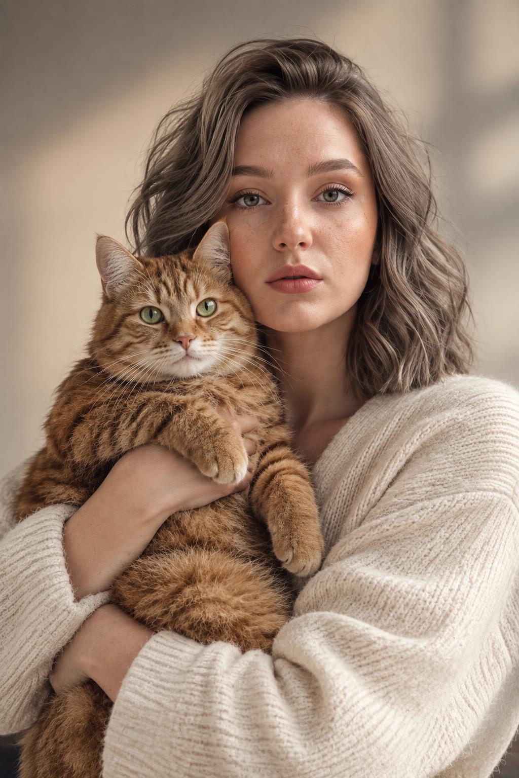 Гламур-портрет с котом на руках