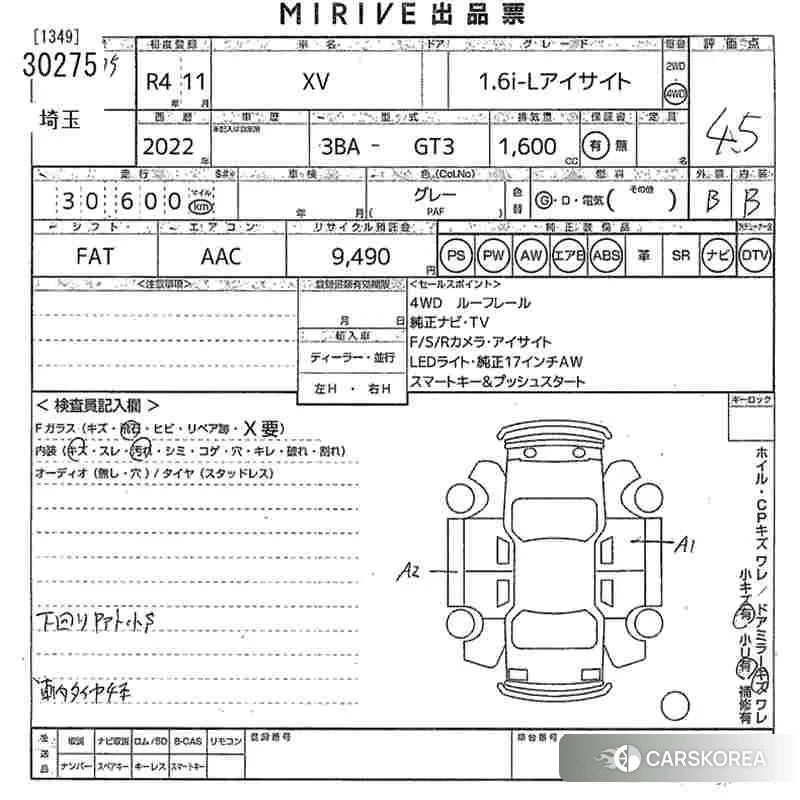 Subaru XV 2022 из Японии