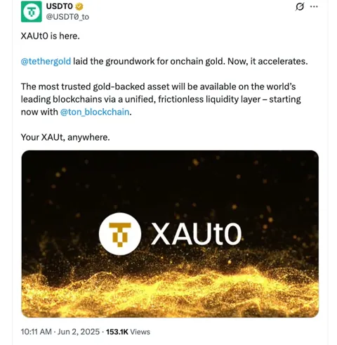 XAUt0: Tether выпускает омничейн-версию стейблкоина на золото на базе TON
