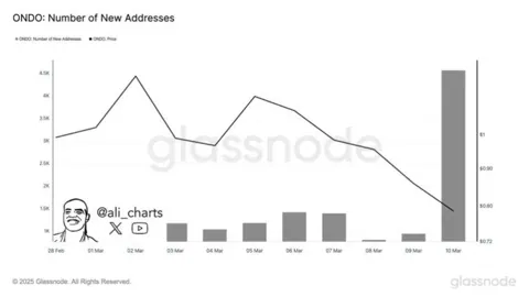 Число адресов ONDO за день выросло на 400%