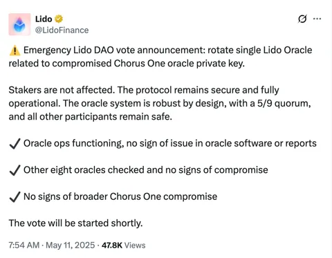 Lido DAO реагирует на взлом оракула Chorus One: экстренное голосование и расследование