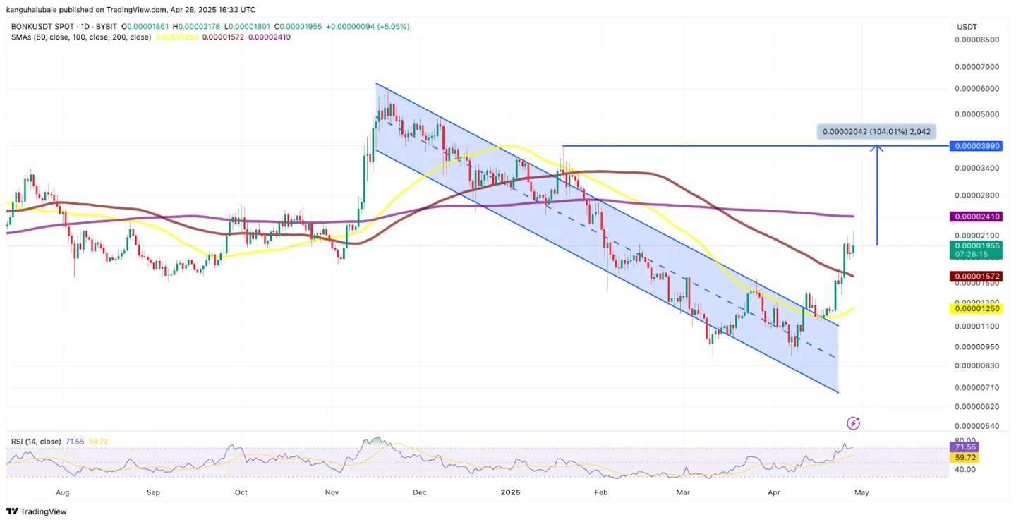 BONK/USD daily chart. 