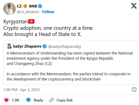 Кыргызстан делает ставку на Web3: CZ становится стратегическим партнером