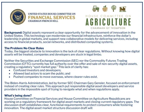 США предложили законопроект против доминирования крупных криптокомпаний