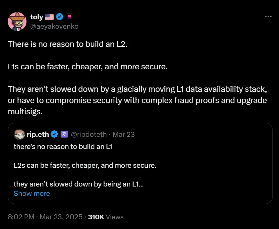 tweet about L2s