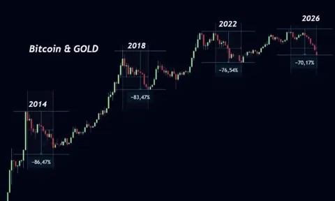 BTC и золото расходятся, это может быть дном для биткоина