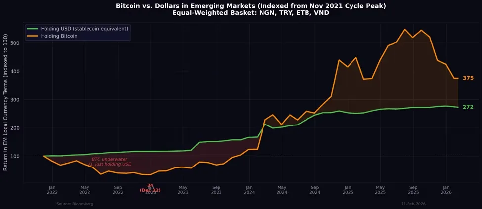 Bitcoin vs dollars in emerging markets
