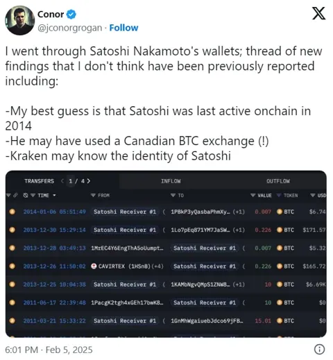 Переводы биткоин-кошельков Сатоши Накамото раскрыты: есть ли у Kraken данные KYC?