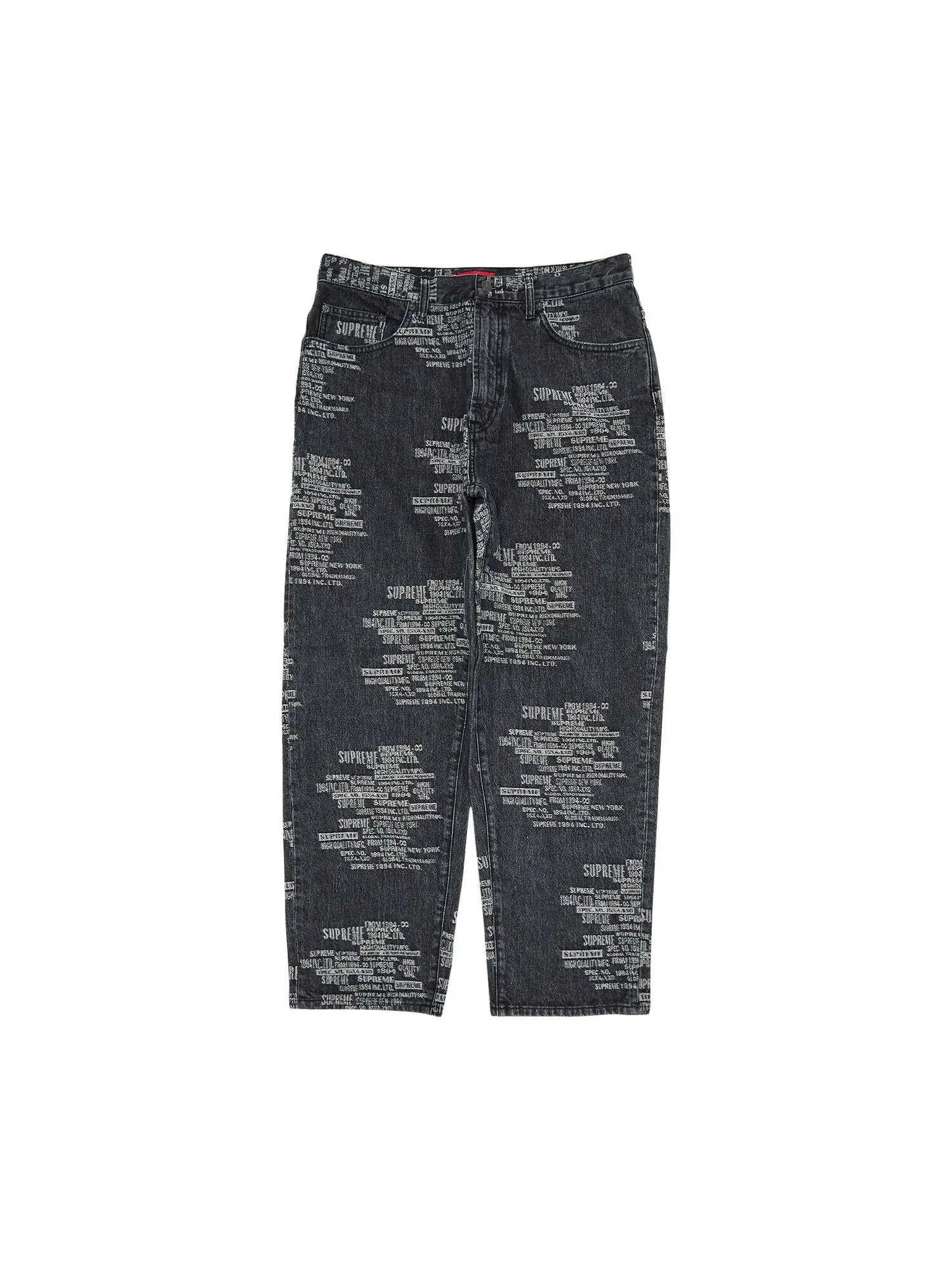 Жаккардовые мешковатые джинсы Supreme торговой марки Washed Black