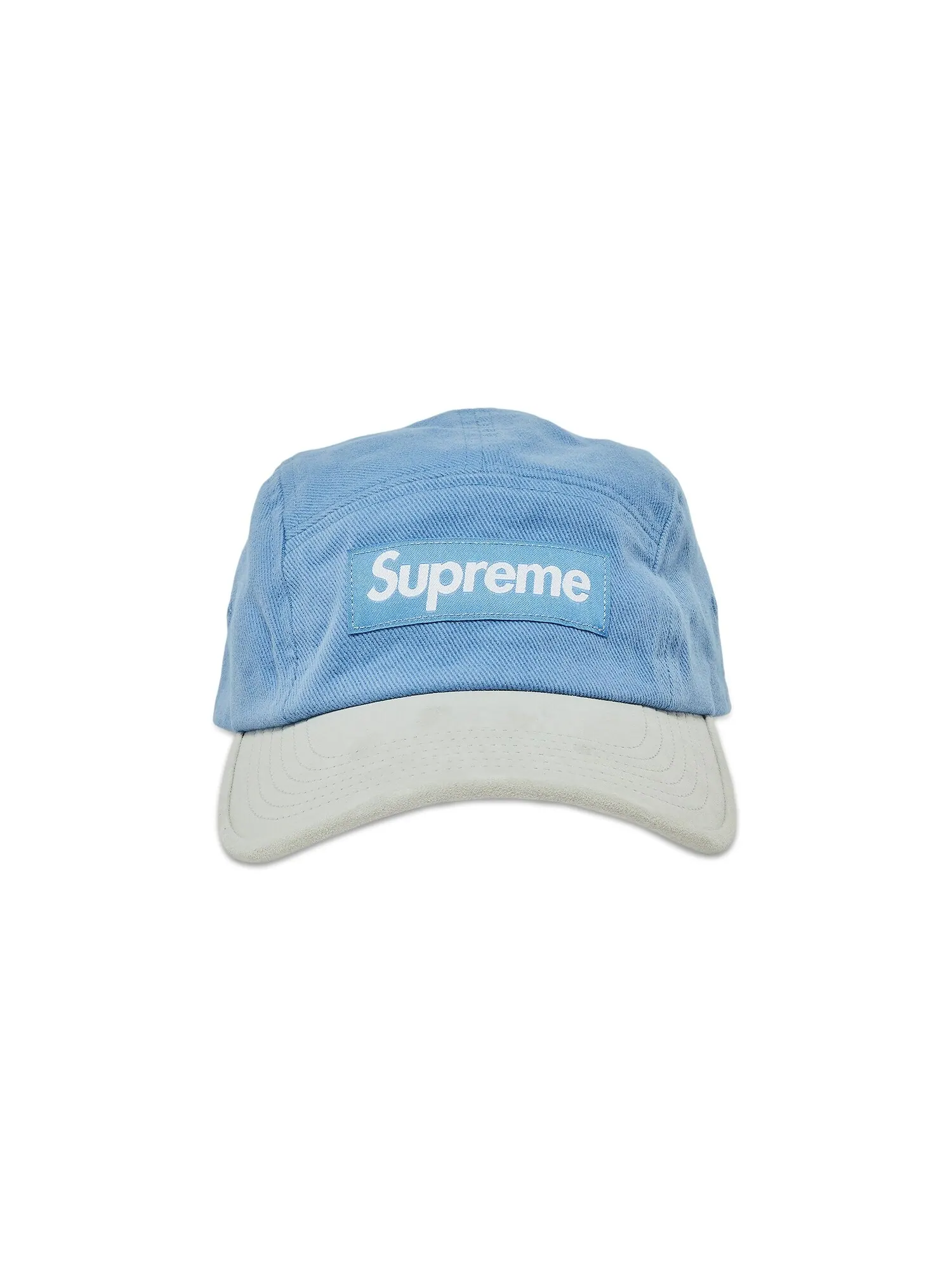 Замшевая кепка Supreme с козырьком — изображение 1 из 4, светло-голубая