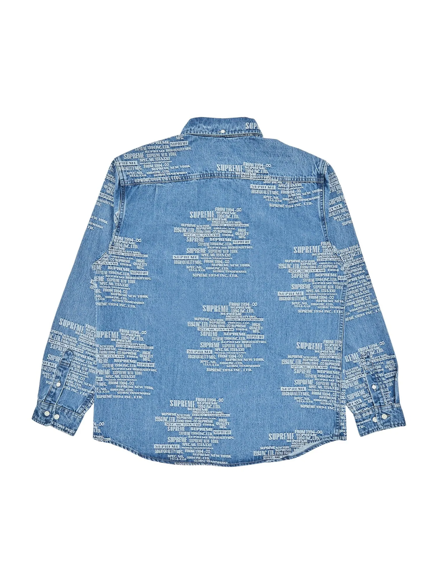 Жаккардовая джинсовая рубашка Supreme торговой марки Washed Blue — изображение 2 из 3, синий