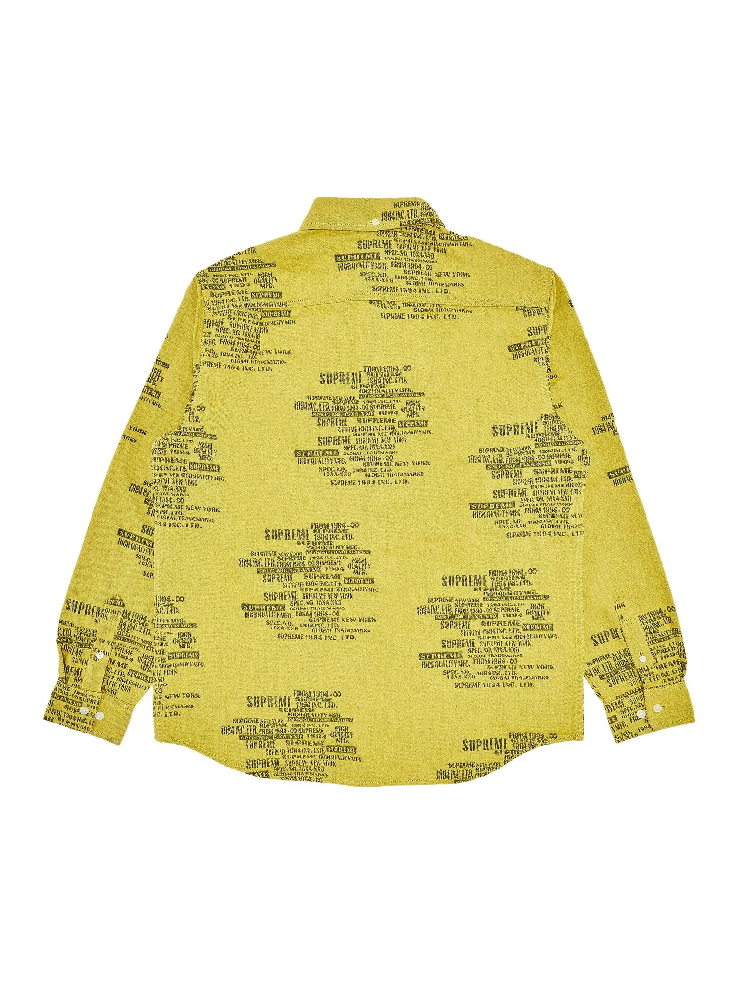 Жаккардовая джинсовая рубашка Supreme торговой марки Washed Yellow — изображение 2 из 3, желтый