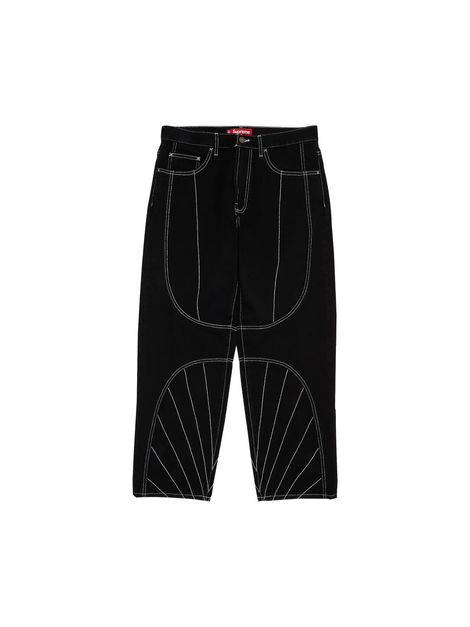 Джинсы свободного кроя Supreme с радиальной вышивкой — изображение 1 из 3, черный
