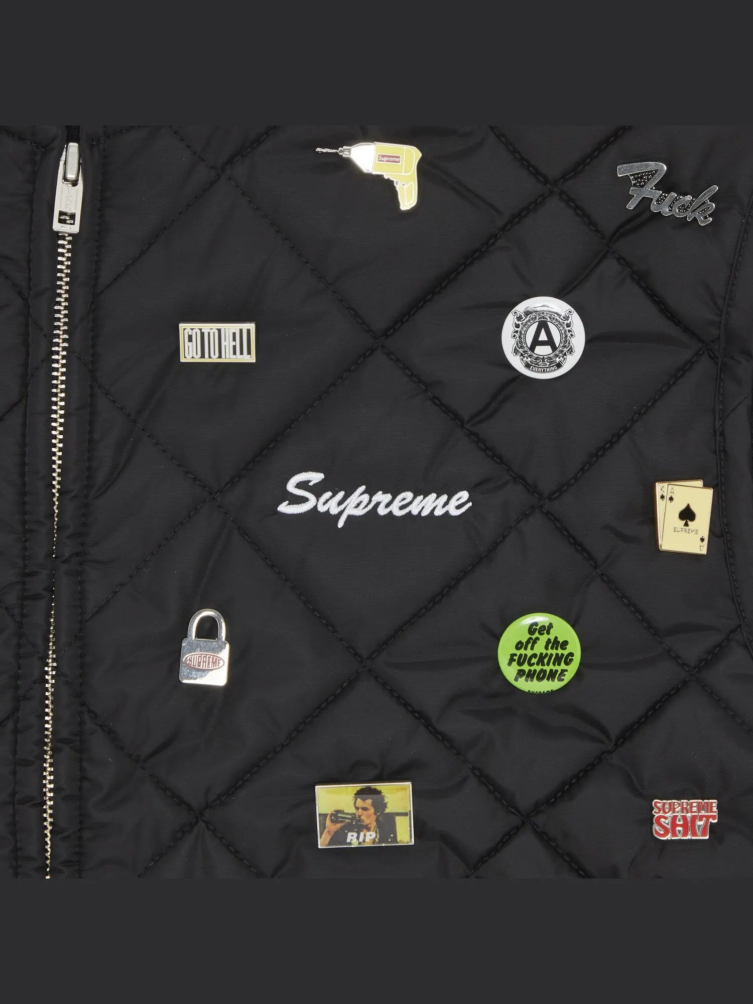 Стеганый рабочий жилет Supreme Pins — изображение 3 из 3, черный
