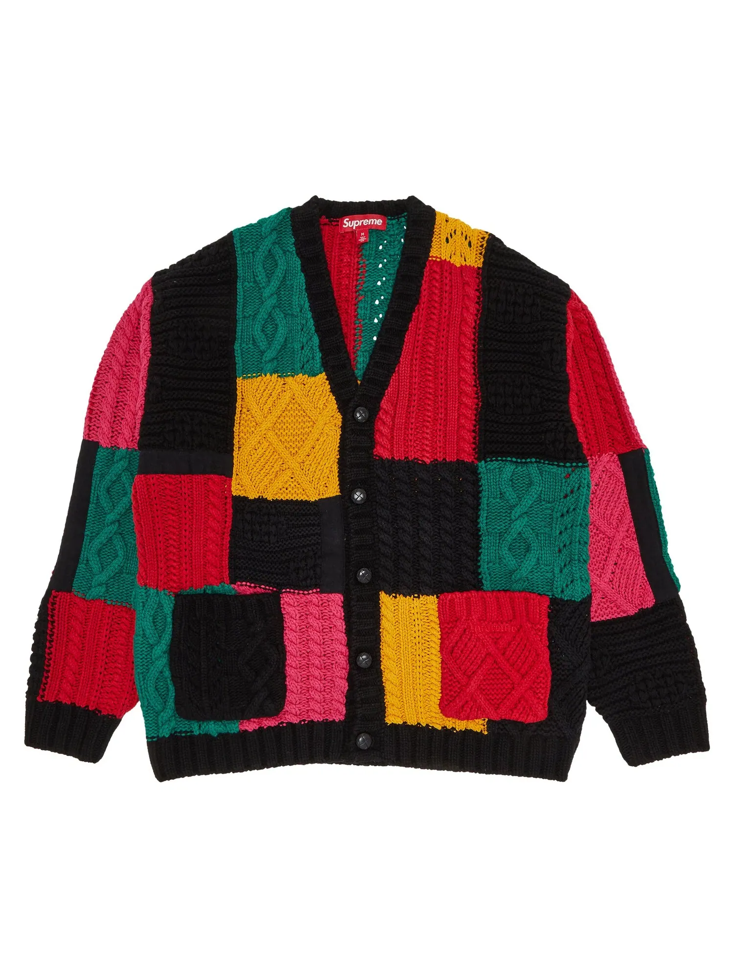 Кардиган вязанной вязки Supreme Patchwork — изображение 1 из 3, черный