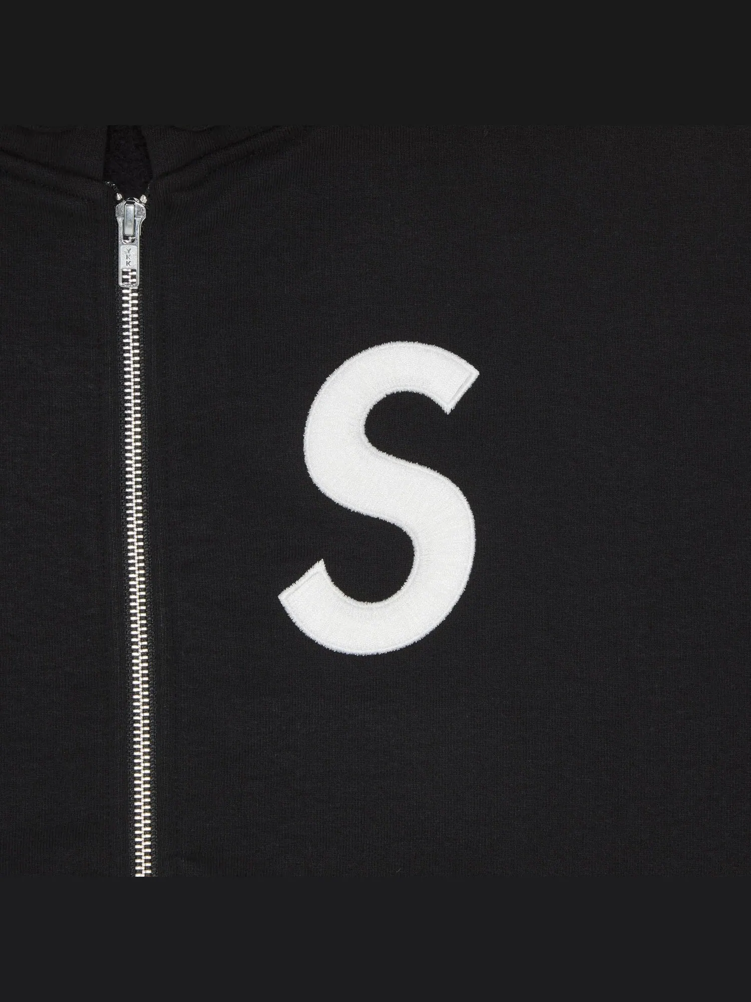 Толстовка на молнии с капюшоном и логотипом Supreme S — изображение 2 из 2, черный