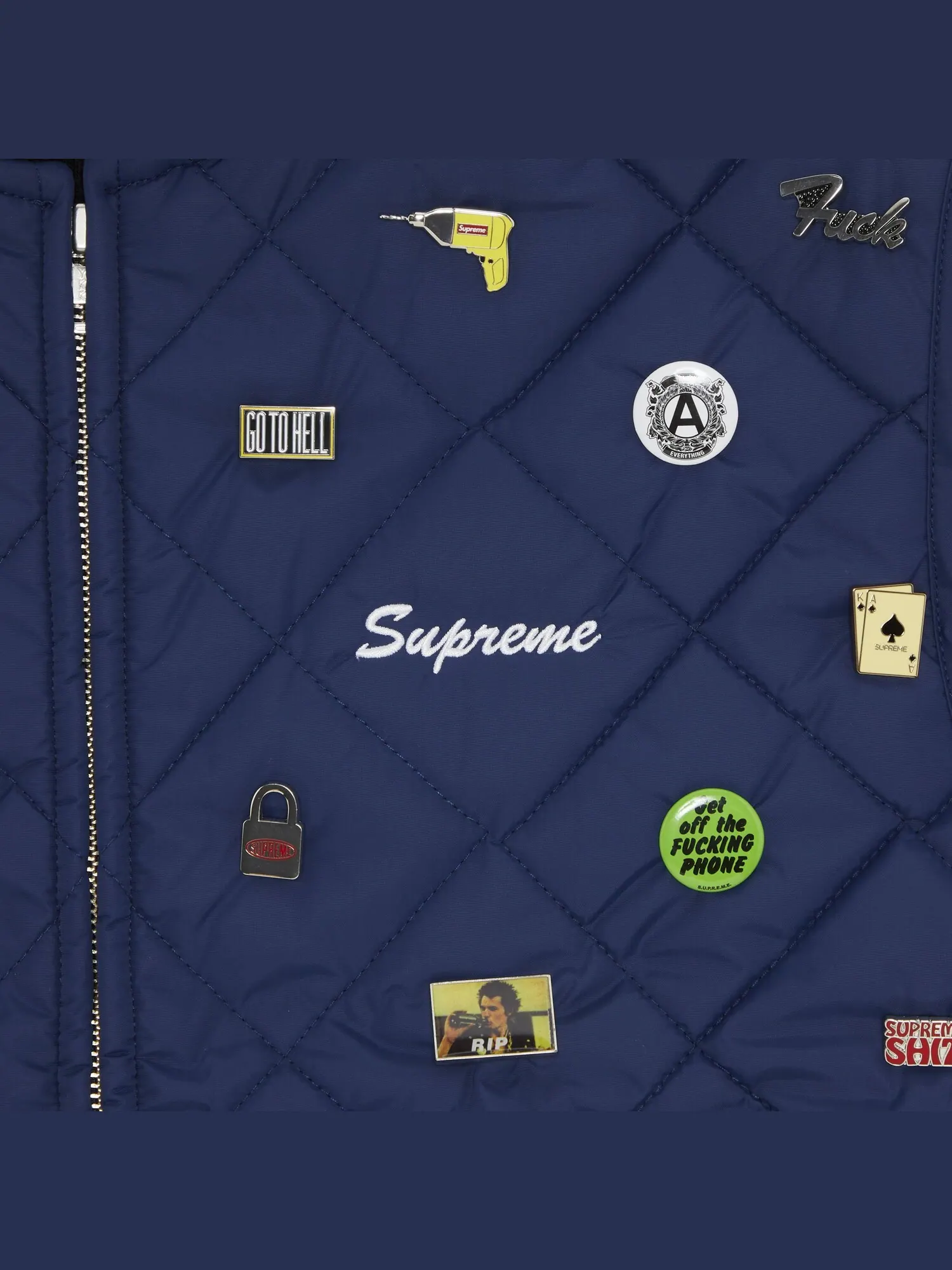 Стеганый рабочий жилет Supreme Pins — изображение 3 из 3, темно-синий