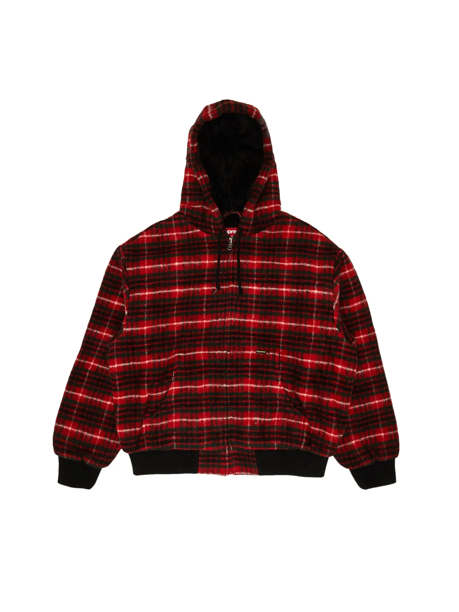 Шерстяная рабочая куртка с капюшоном в клетку Supreme — изображение 1 из 3, красный