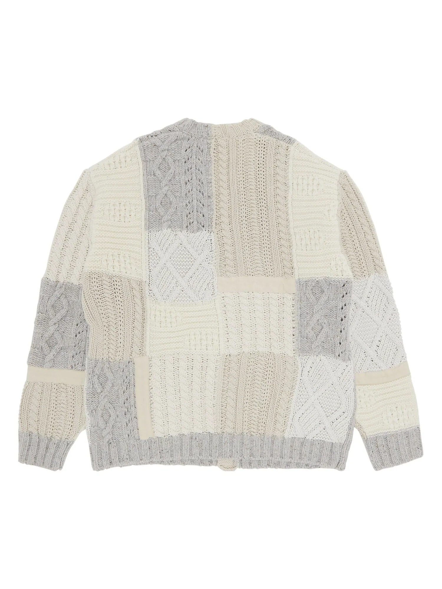 Кардиган вязанной косой вязки Supreme Patchwork — изображение 2 из 3, слоновая кость
