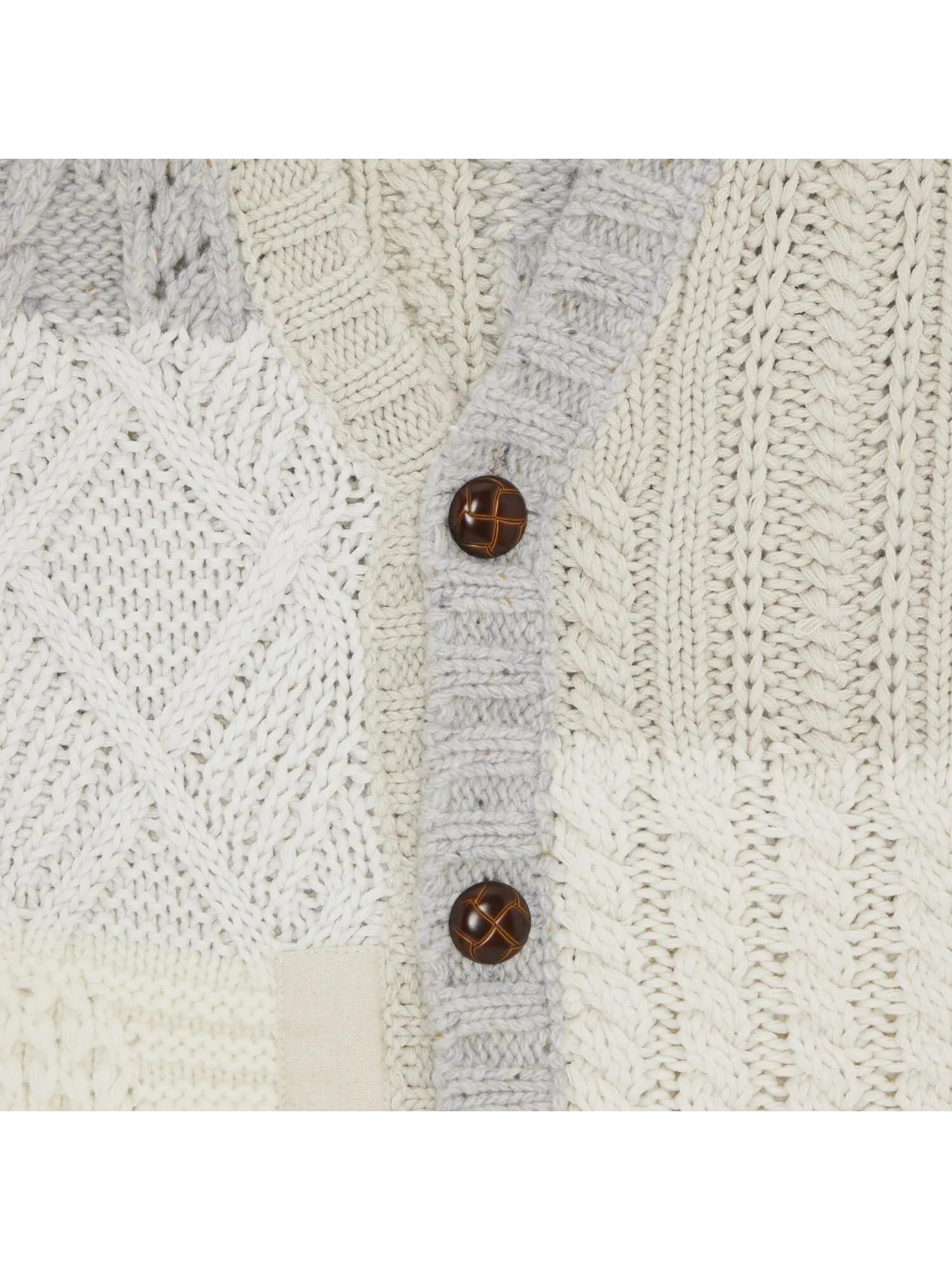 Кардиган вязанной косой вязки Supreme Patchwork — изображение 3 из 3, слоновая кость