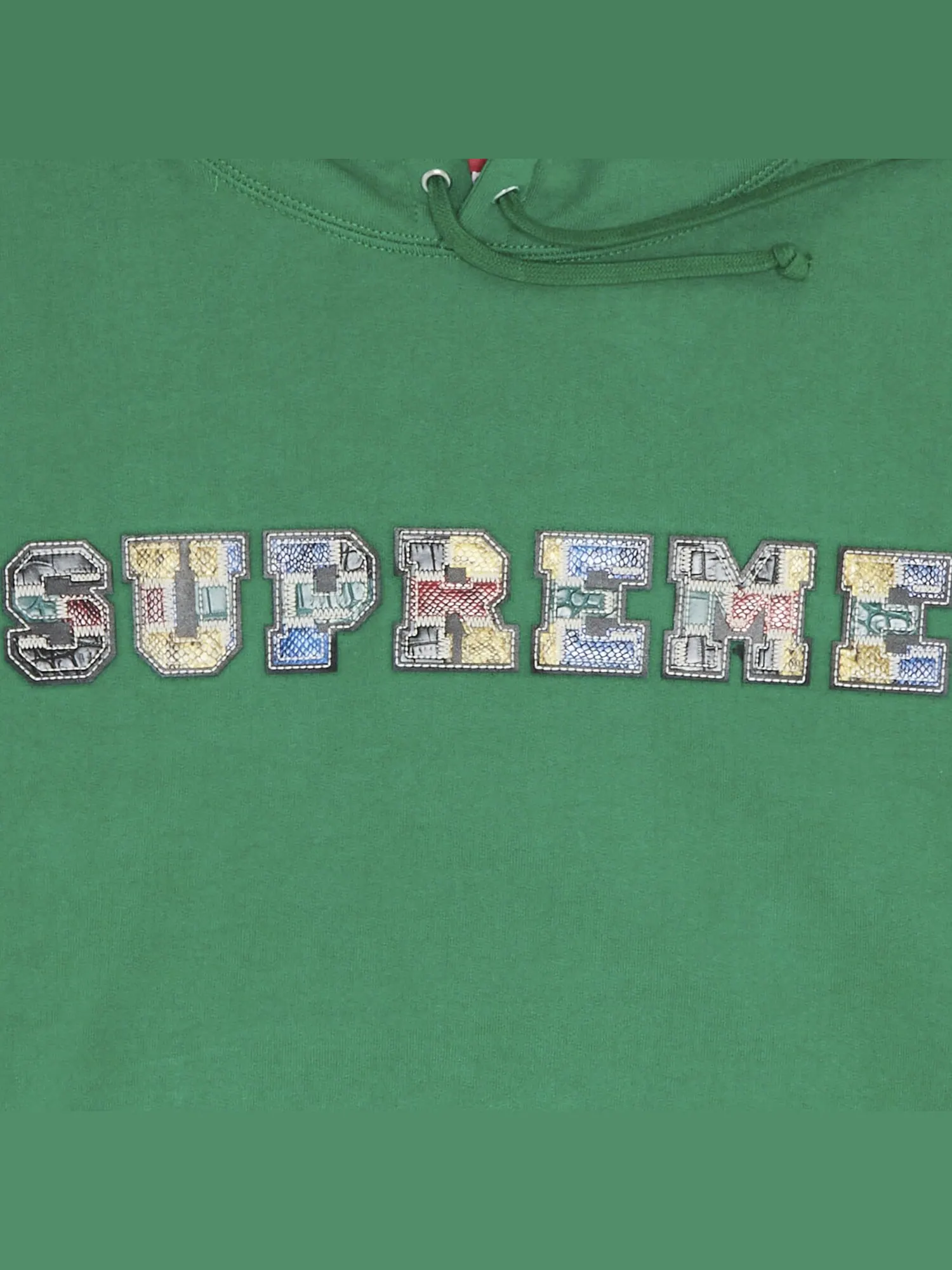 Кожаная толстовка с капюшоном Supreme Collegiate в стиле пэчворк — изображение 2 из 2, зеленый