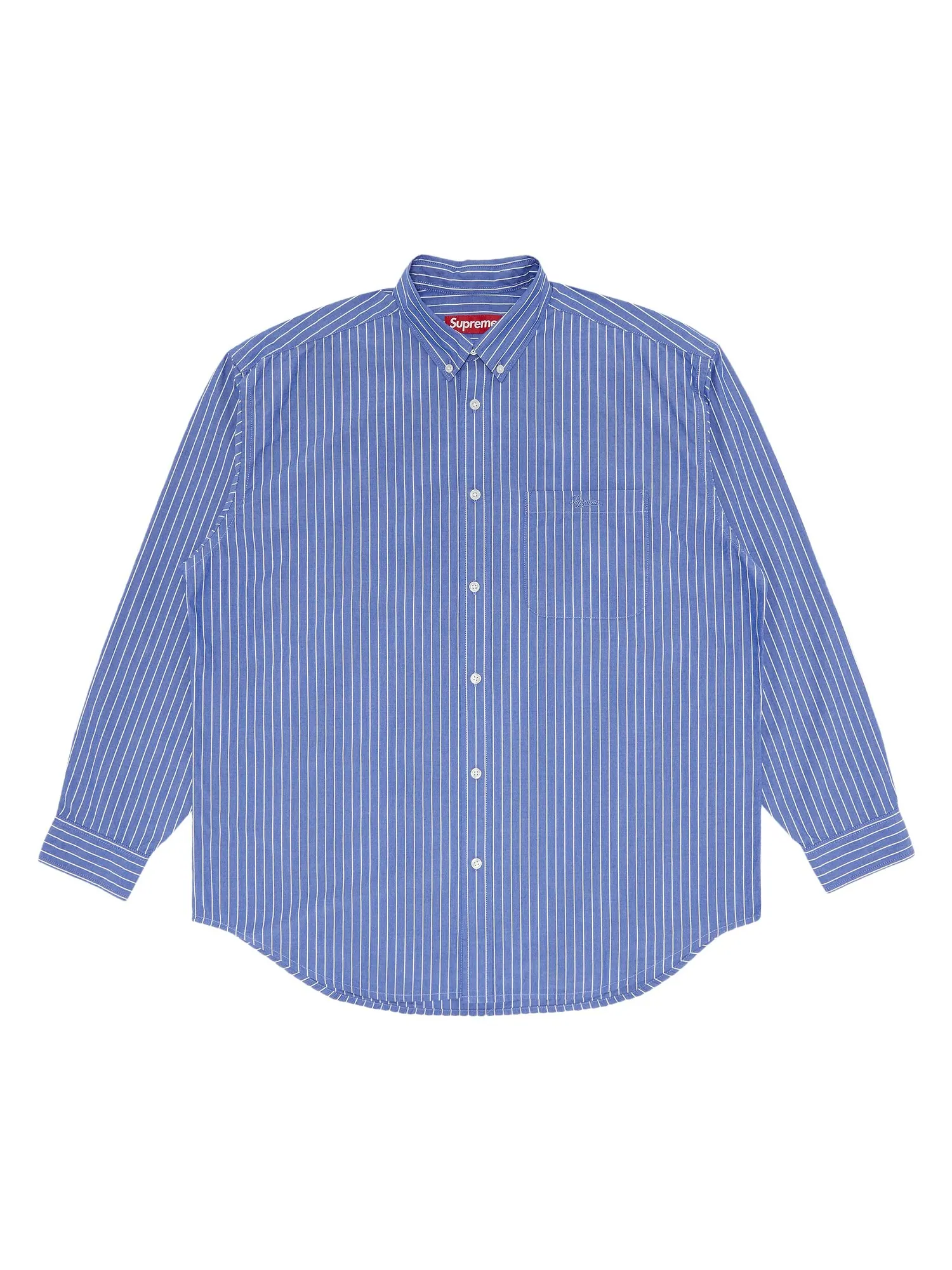 Рубашка в полоску свободного кроя Supreme — изображение 1 из 3, синий
