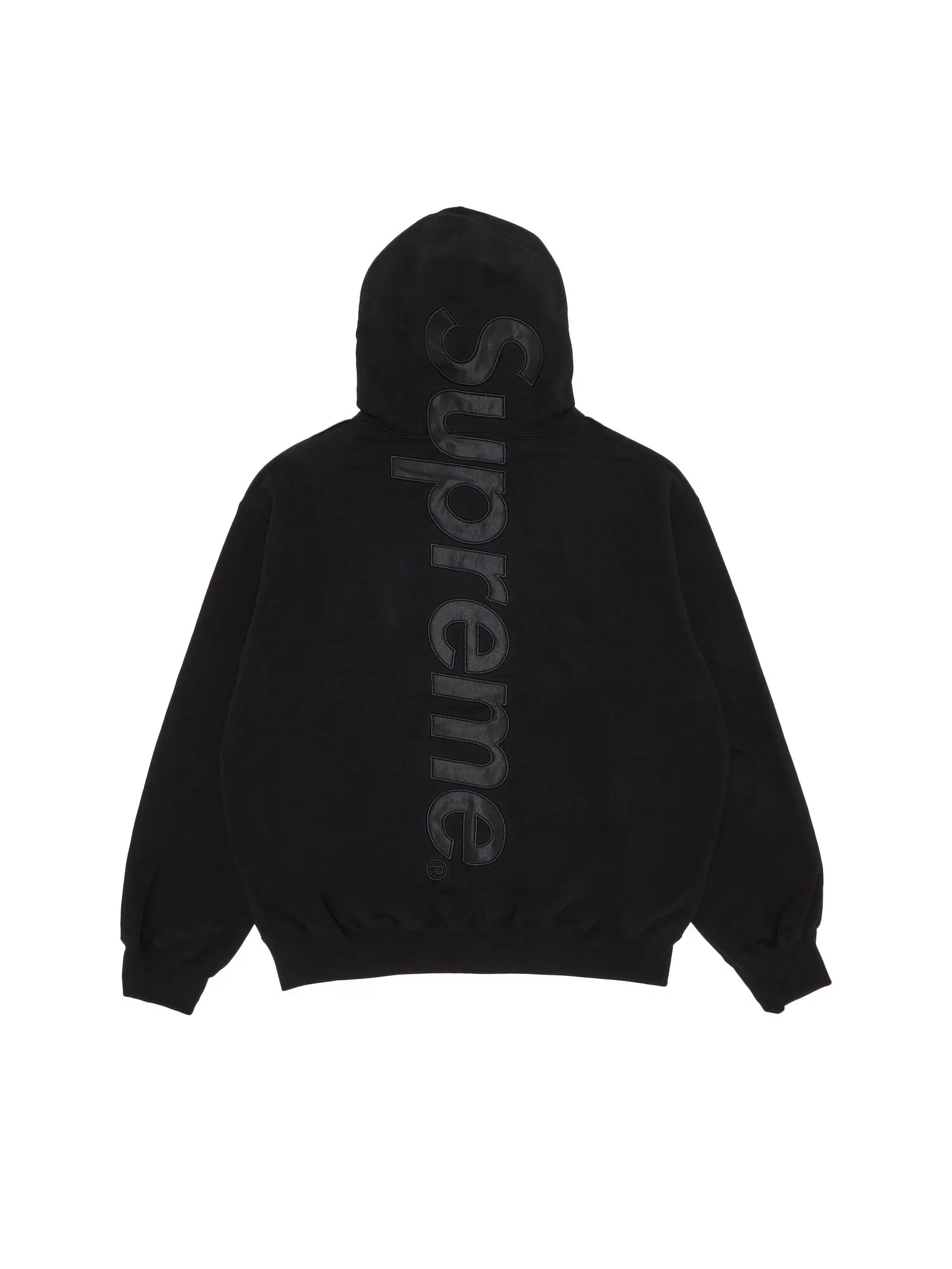 Толстовка с капюшоном Supreme из атласа и аппликацией — изображение 2 из 3, черный