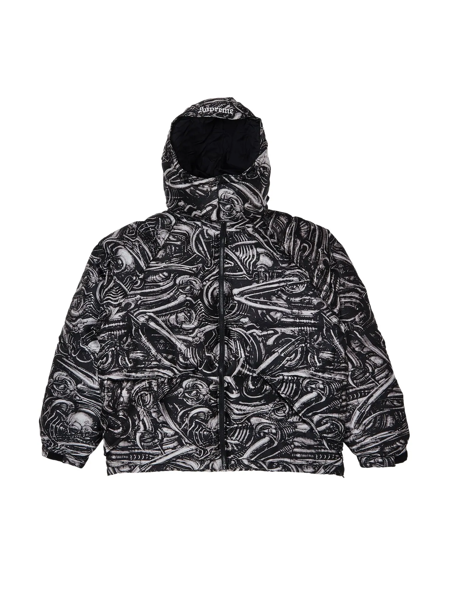 Жаккардовый пуховик Supreme HR Giger — изображение 1 из 3, черный