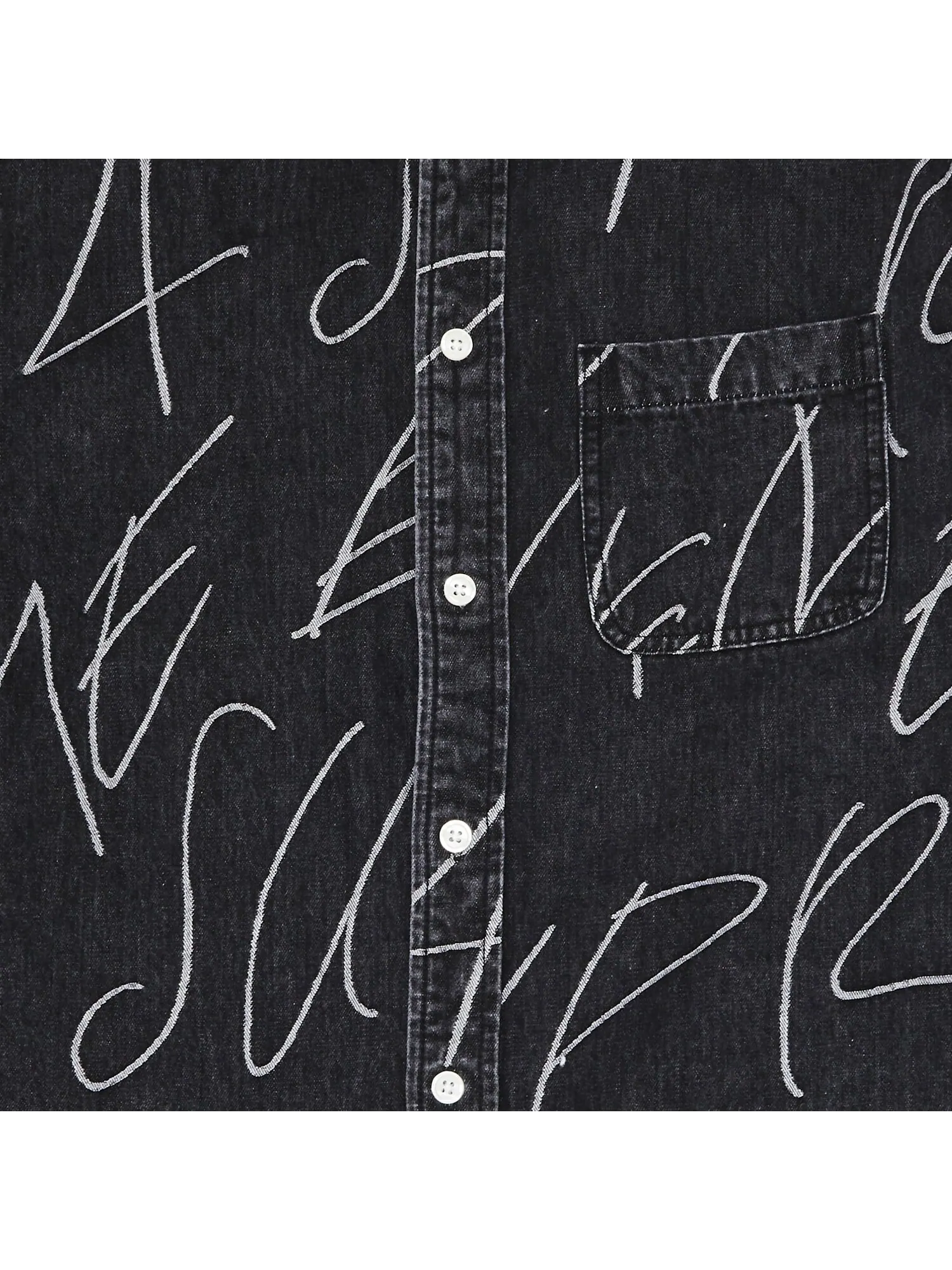 Жаккардовая джинсовая рубашка Supreme Handwriting Washed Black — изображение 3 из 3, черный