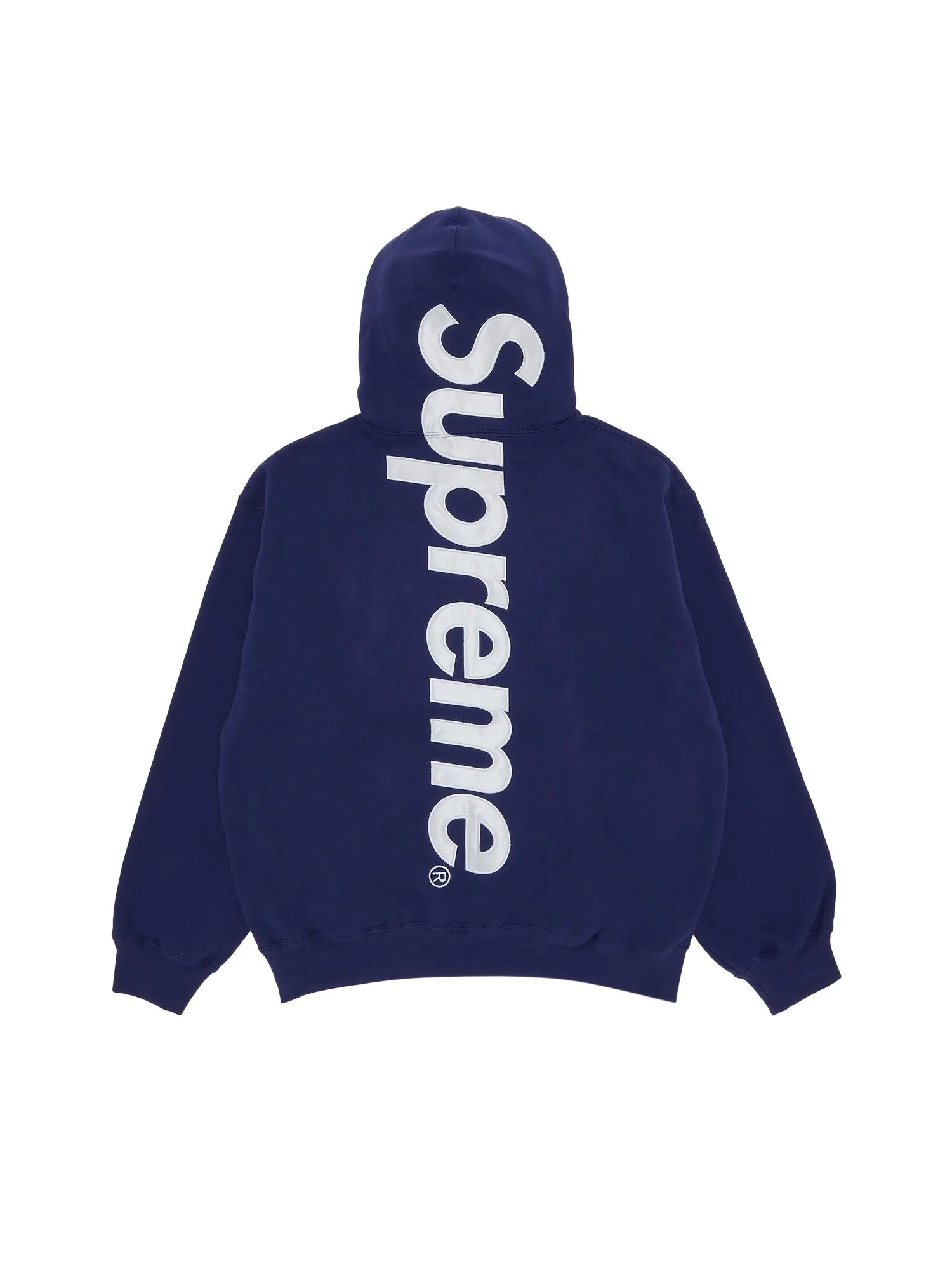 Толстовка с капюшоном из атласной аппликации Supreme — изображение 2 из 3, темно-синий