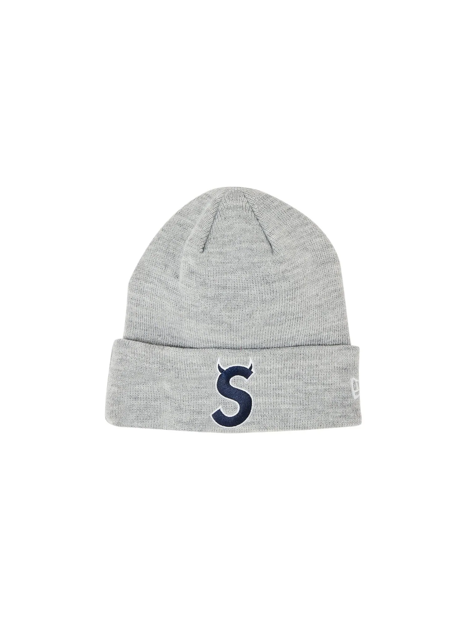 Шапка-бини Supreme x New Era S с логотипом Heather Grey