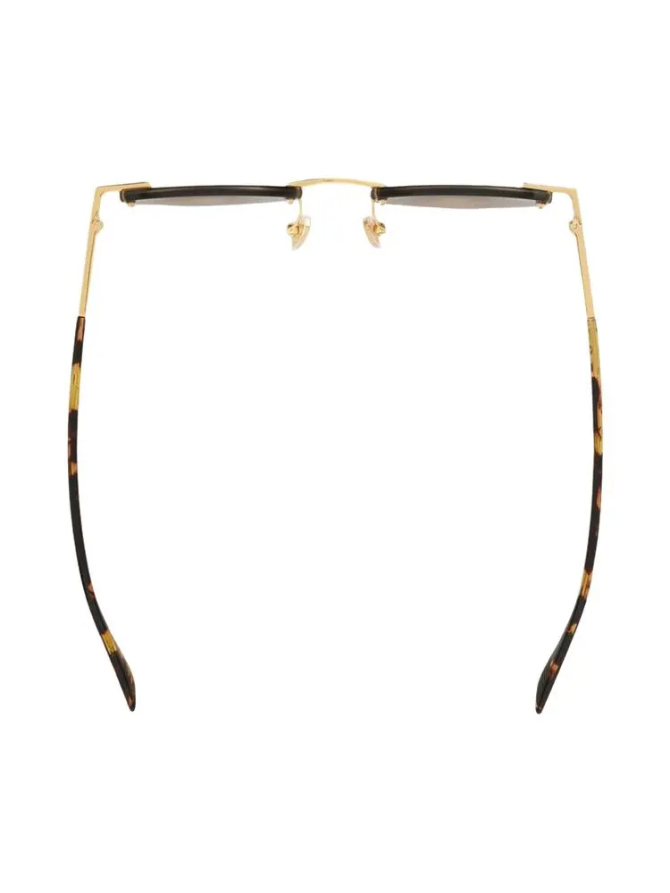 Топ Bottega Veneta Gold Round Sunglasses — изображение 2 из 3, золотистый/коричневый