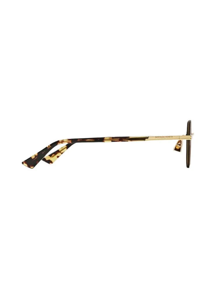 Топ Bottega Veneta Gold Round Sunglasses — изображение 3 из 3, золотистый/коричневый