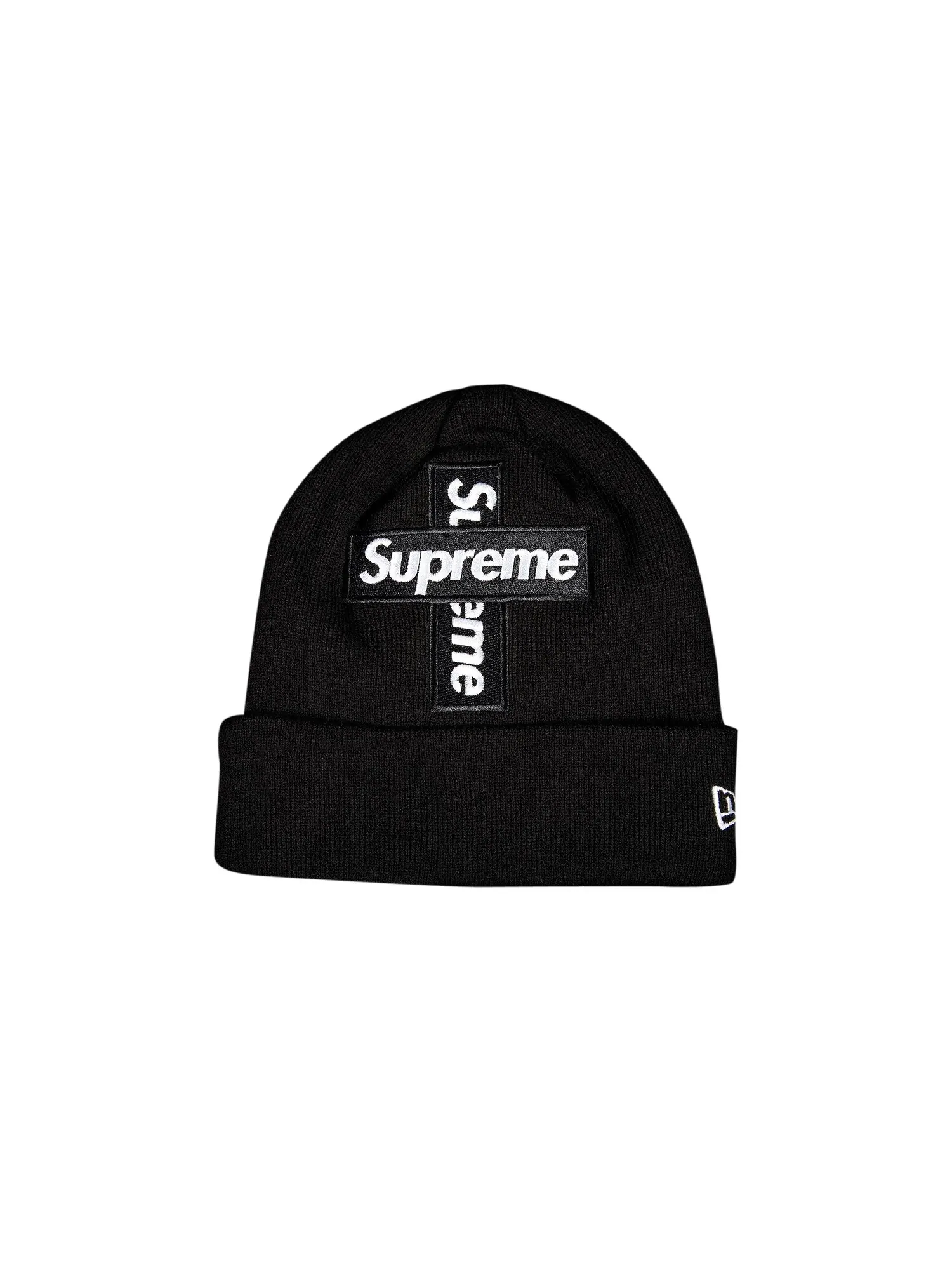Шапка-бини с логотипом Supreme x New Era Cross Box — изображение 1 из 2, черный