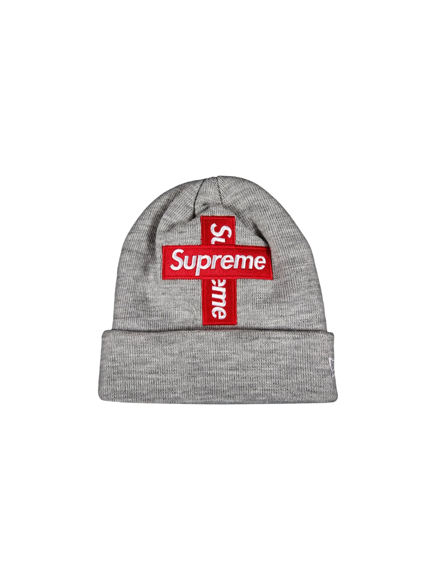 Шапка-бини Supreme x New Era Cross Box Logo — изображение 1 из 2, серый