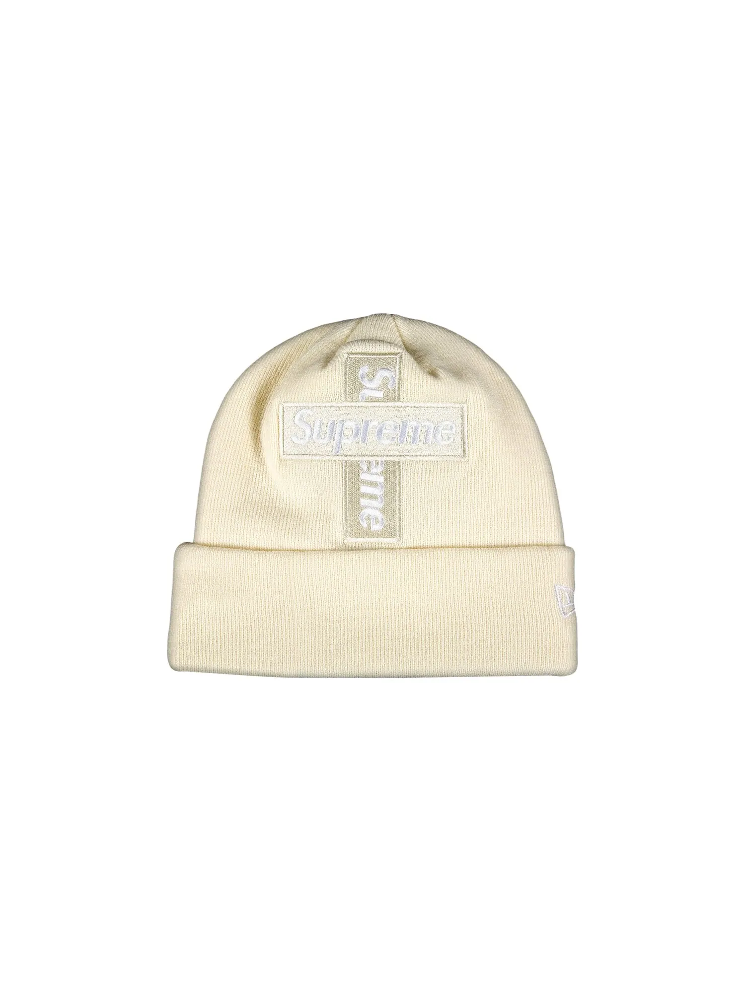 Шапка-бини с логотипом Supreme x New Era Cross Box — изображение 1 из 2, натуральный
