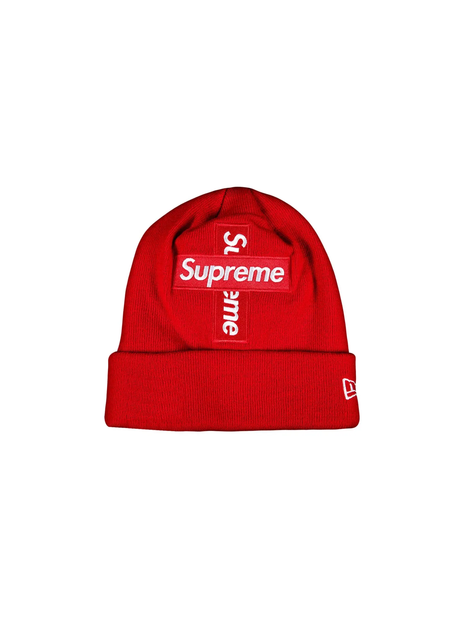 Шапка-бини с логотипом Supreme x New Era Cross Box — изображение 1 из 2, красный