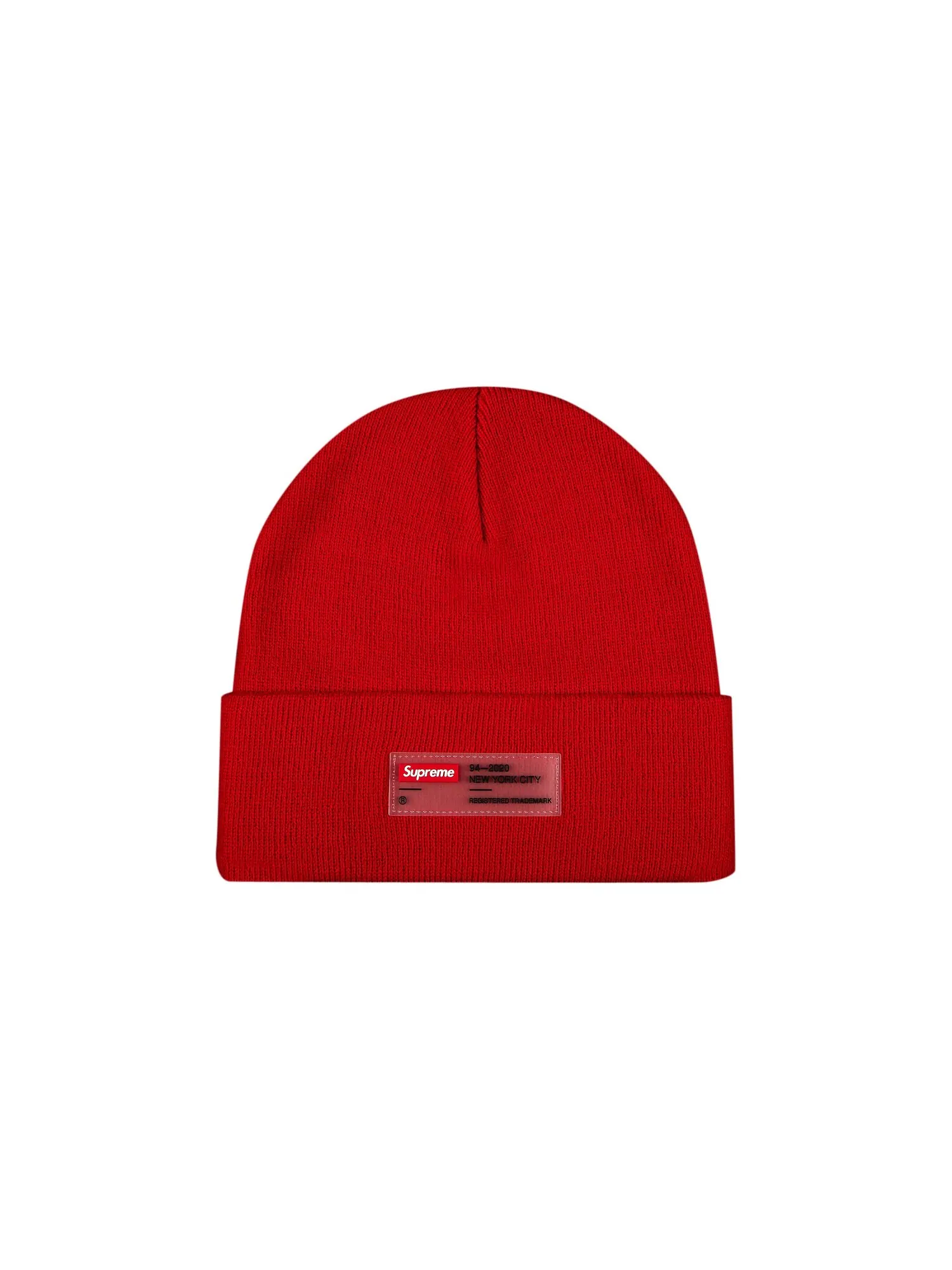 Шапка-бини Supreme с прозрачной этикеткой — изображение 1 из 1, красный