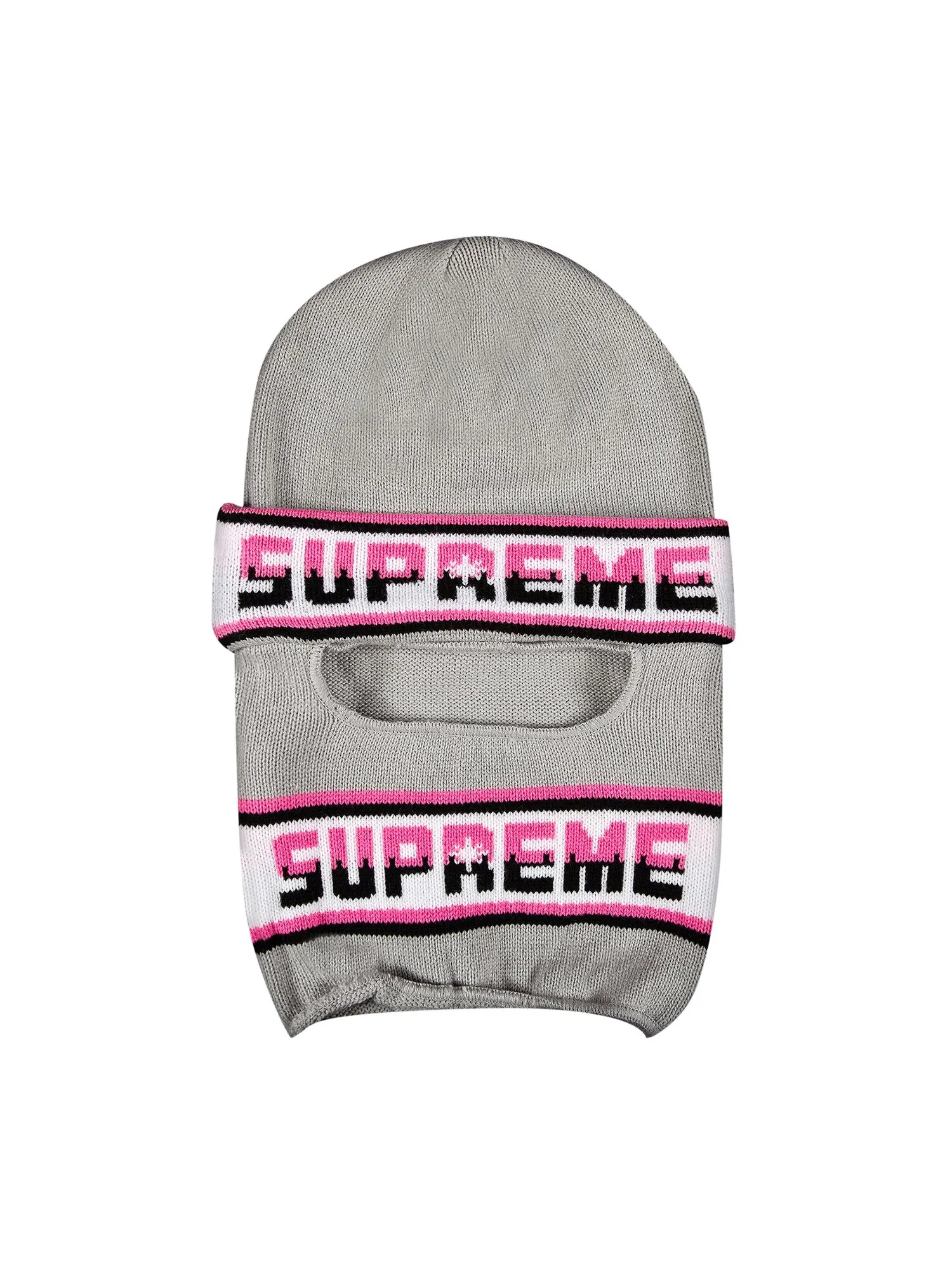 Шапка-маска для лица Supreme с двойным логотипом, Серая — изображение 2 из 2, серый