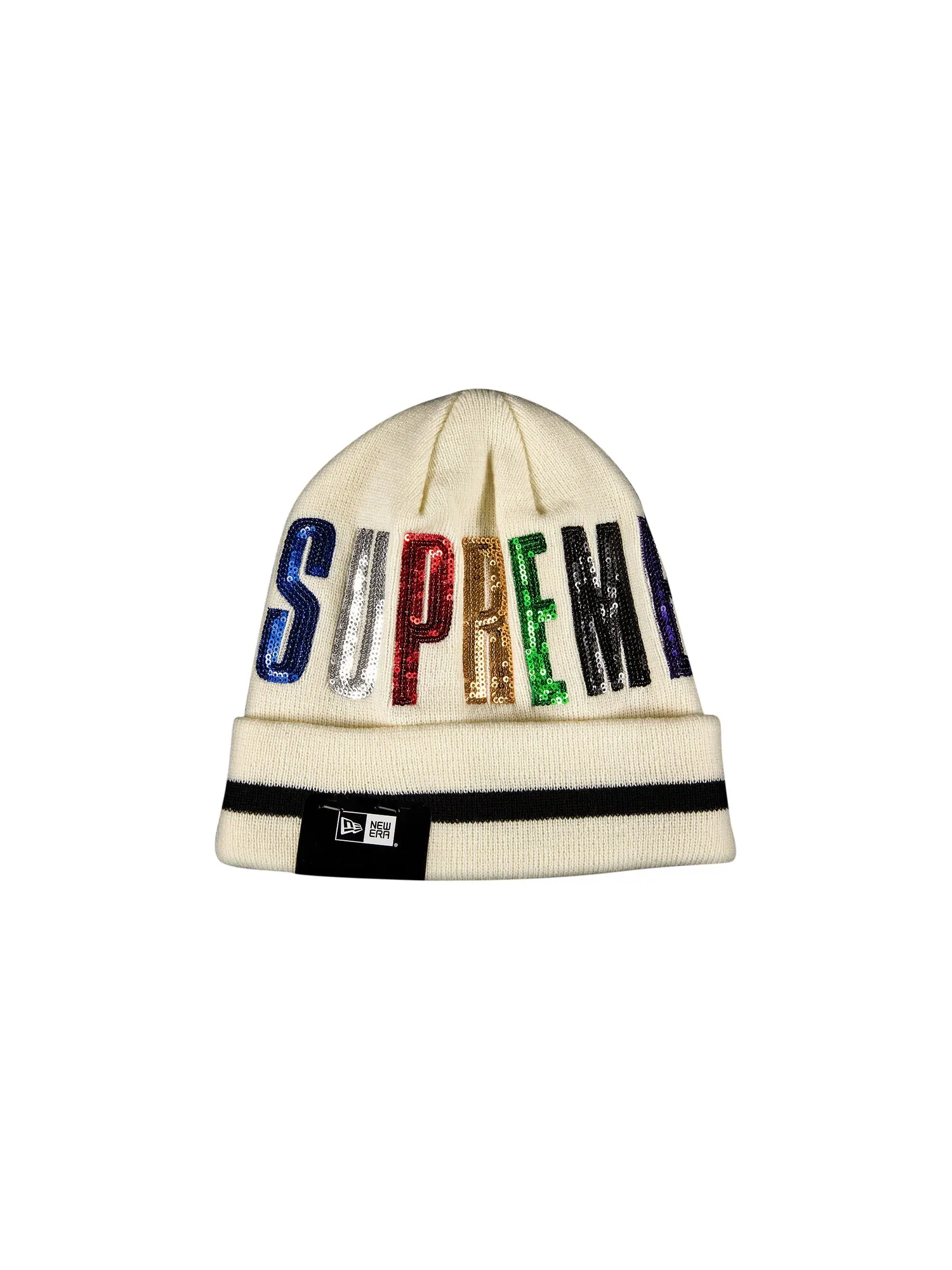 Шапка-бини Supreme x New Era с пайетками — изображение 1 из 2, натуральный