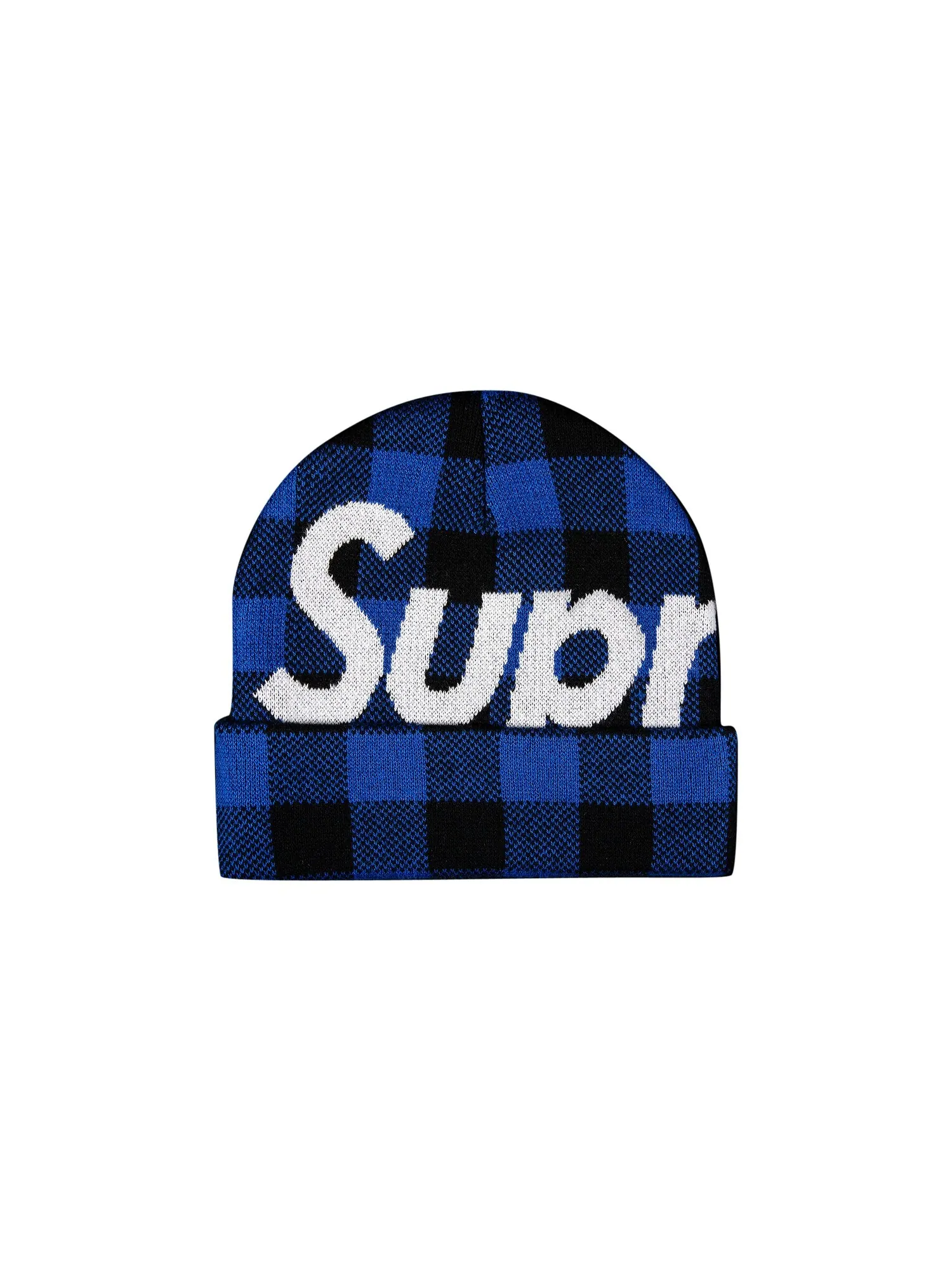 Шапка-бини Supreme с большим логотипом Синяя клетка — изображение 1 из 2, синий