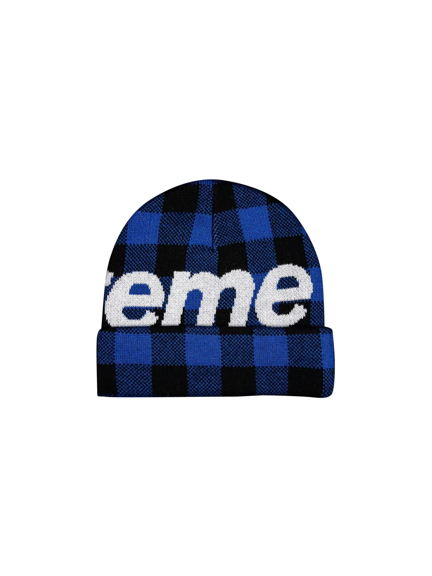 Шапка-бини Supreme с большим логотипом Синяя клетка — изображение 2 из 2, синий