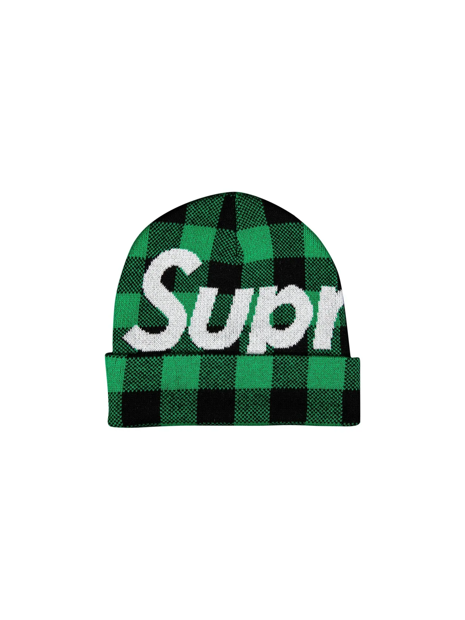 Шапка-бини Supreme с большим логотипом Зеленая клетка — изображение 1 из 2, зеленый