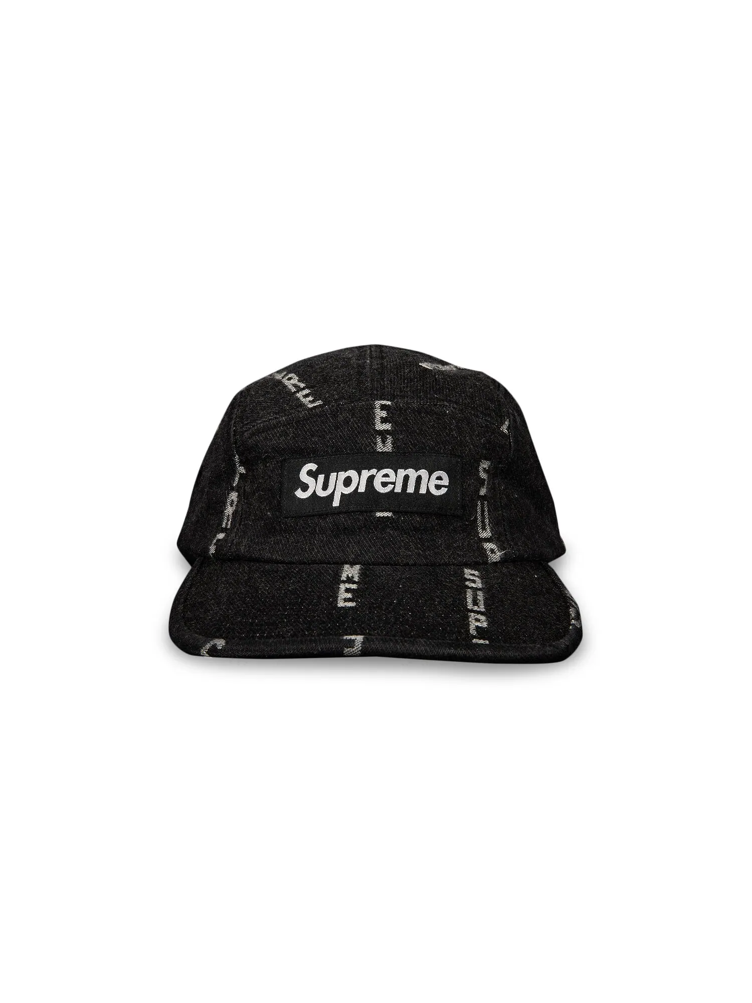 Жаккардовая джинсовая кепка Supreme в полоску с логотипом — изображение 1 из 3, черный