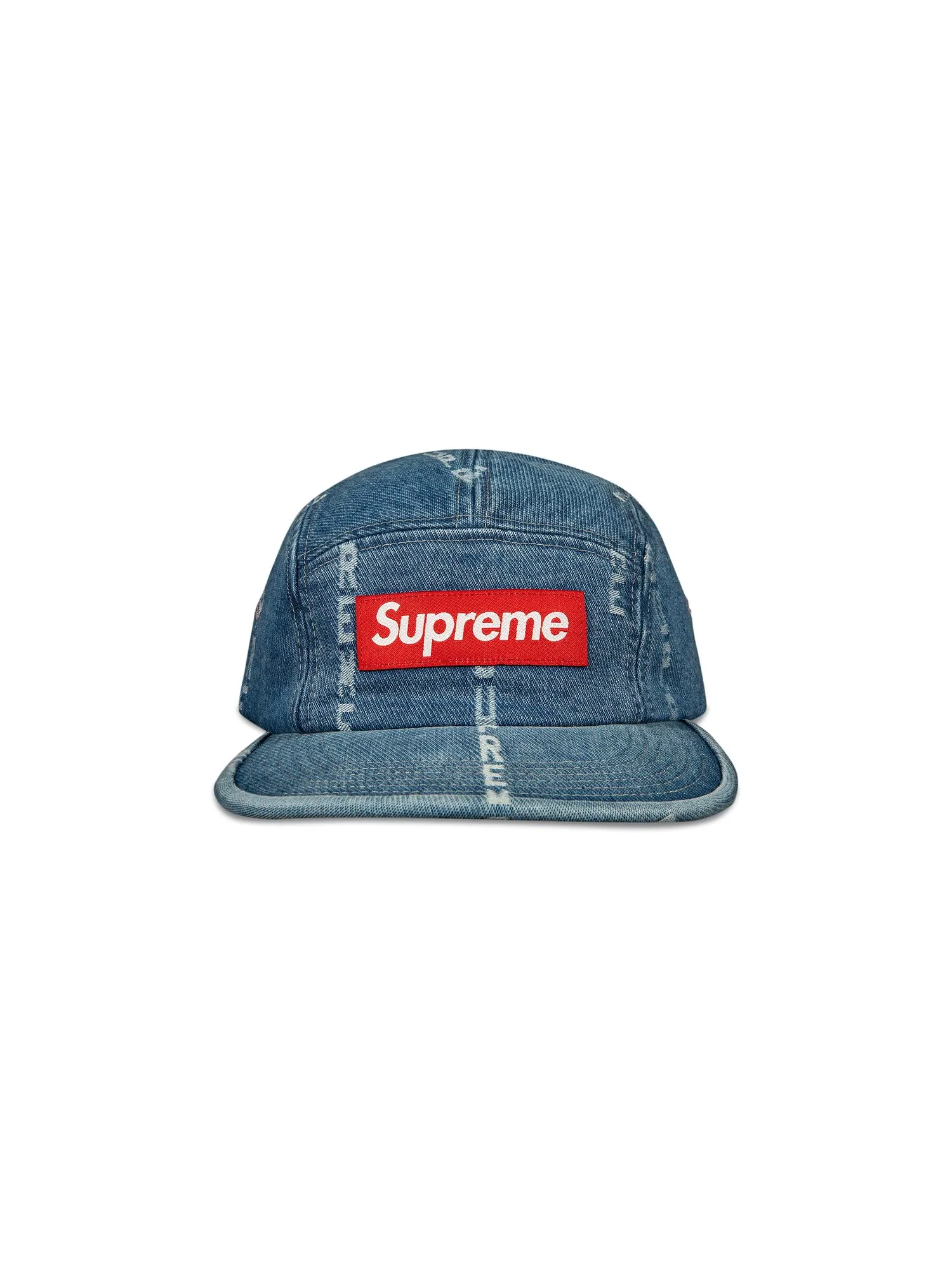 Жаккардовая джинсовая кепка Supreme в полоску с логотипом — изображение 1 из 3, синий