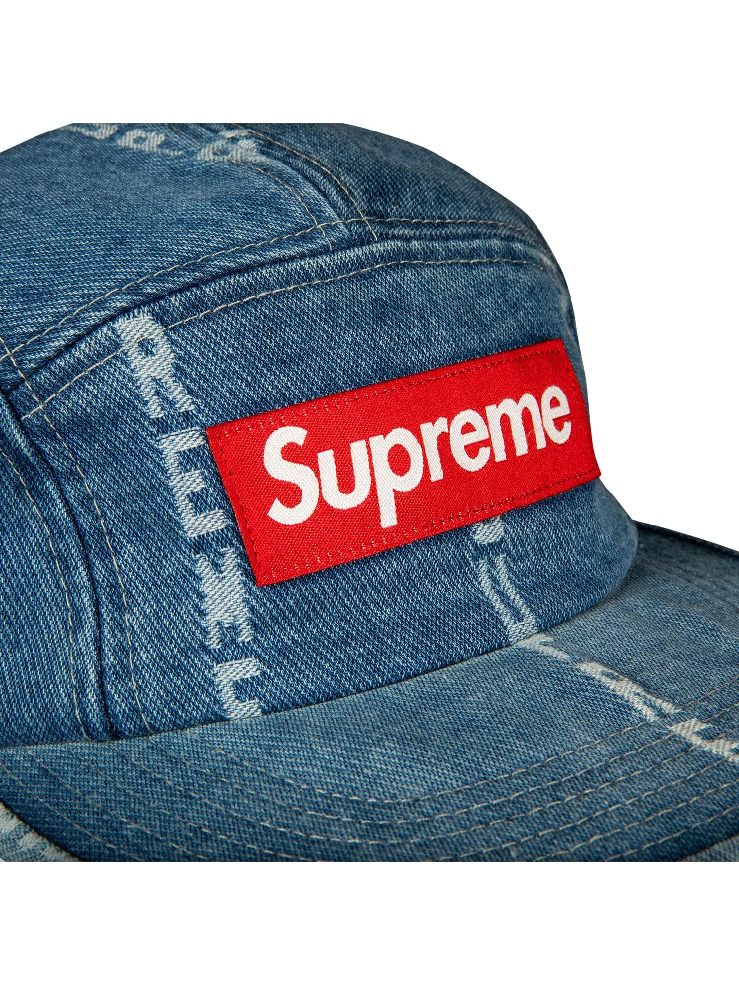 Жаккардовая джинсовая кепка Supreme в полоску с логотипом — изображение 3 из 3, синий