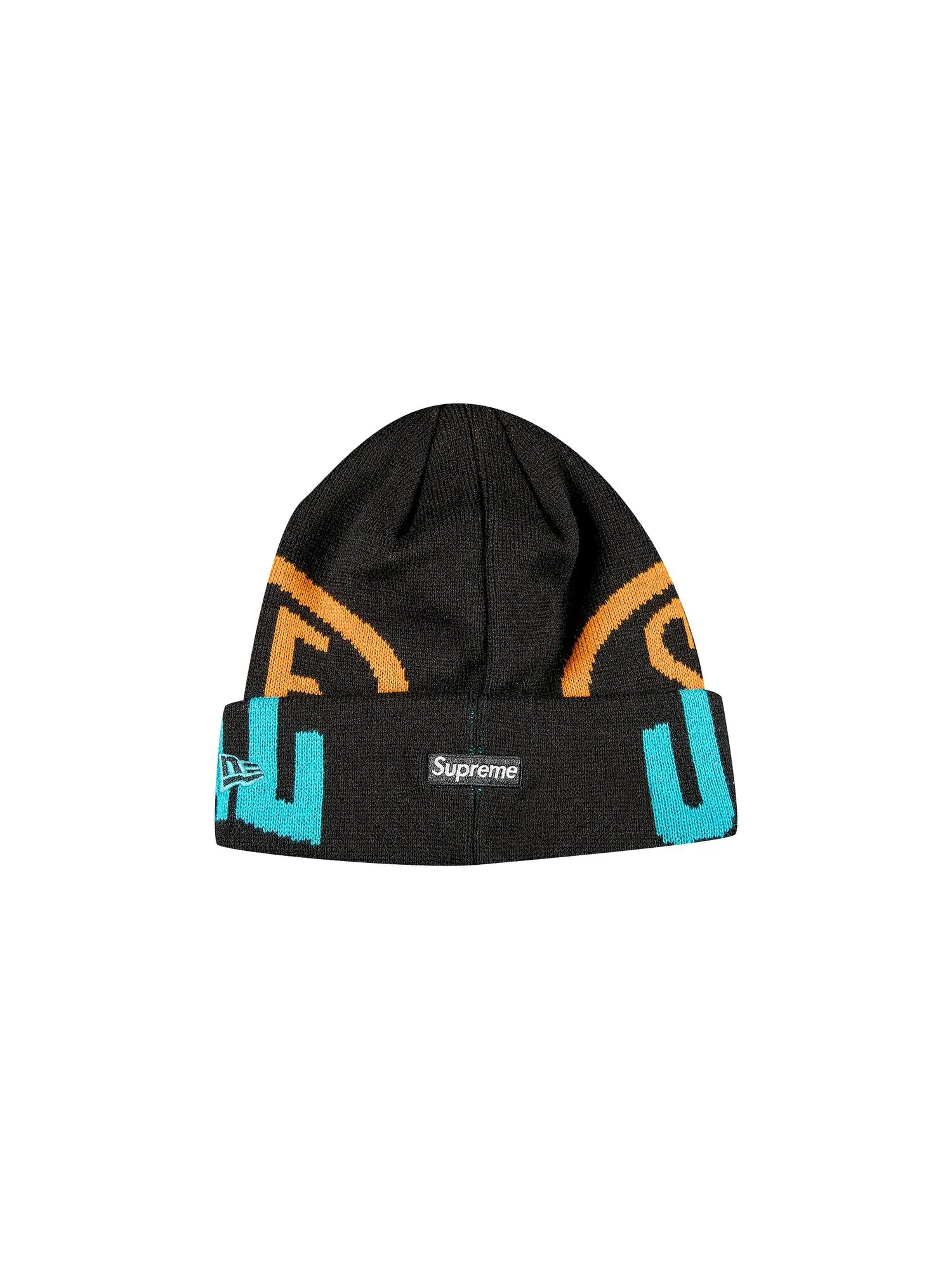 Двухцветная шапка-бини Supreme New Era Черная — изображение 2 из 2