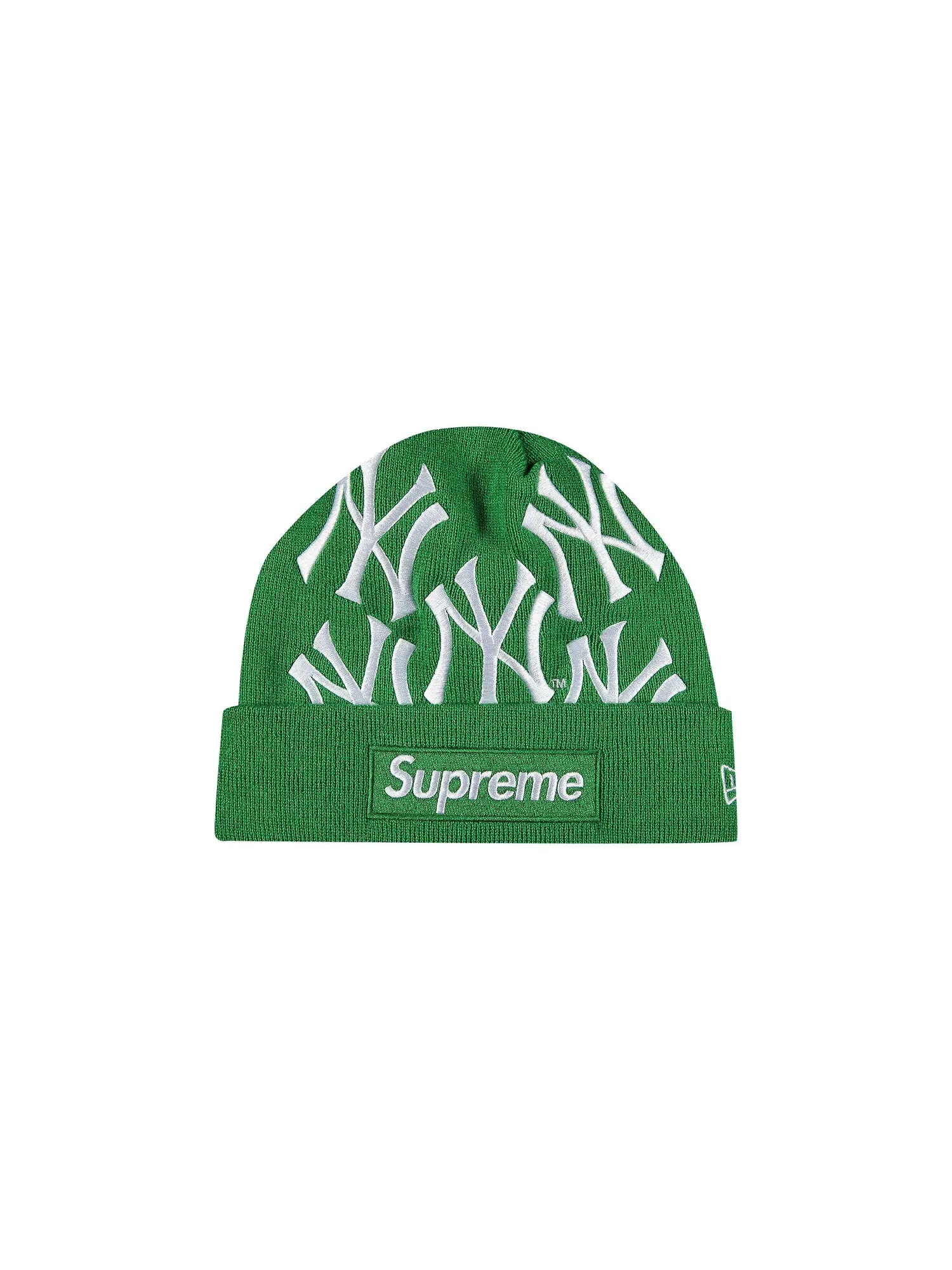 Зеленая шапка-бини с логотипом Supreme x New York Yankees x New Era — изображение 1 из 2