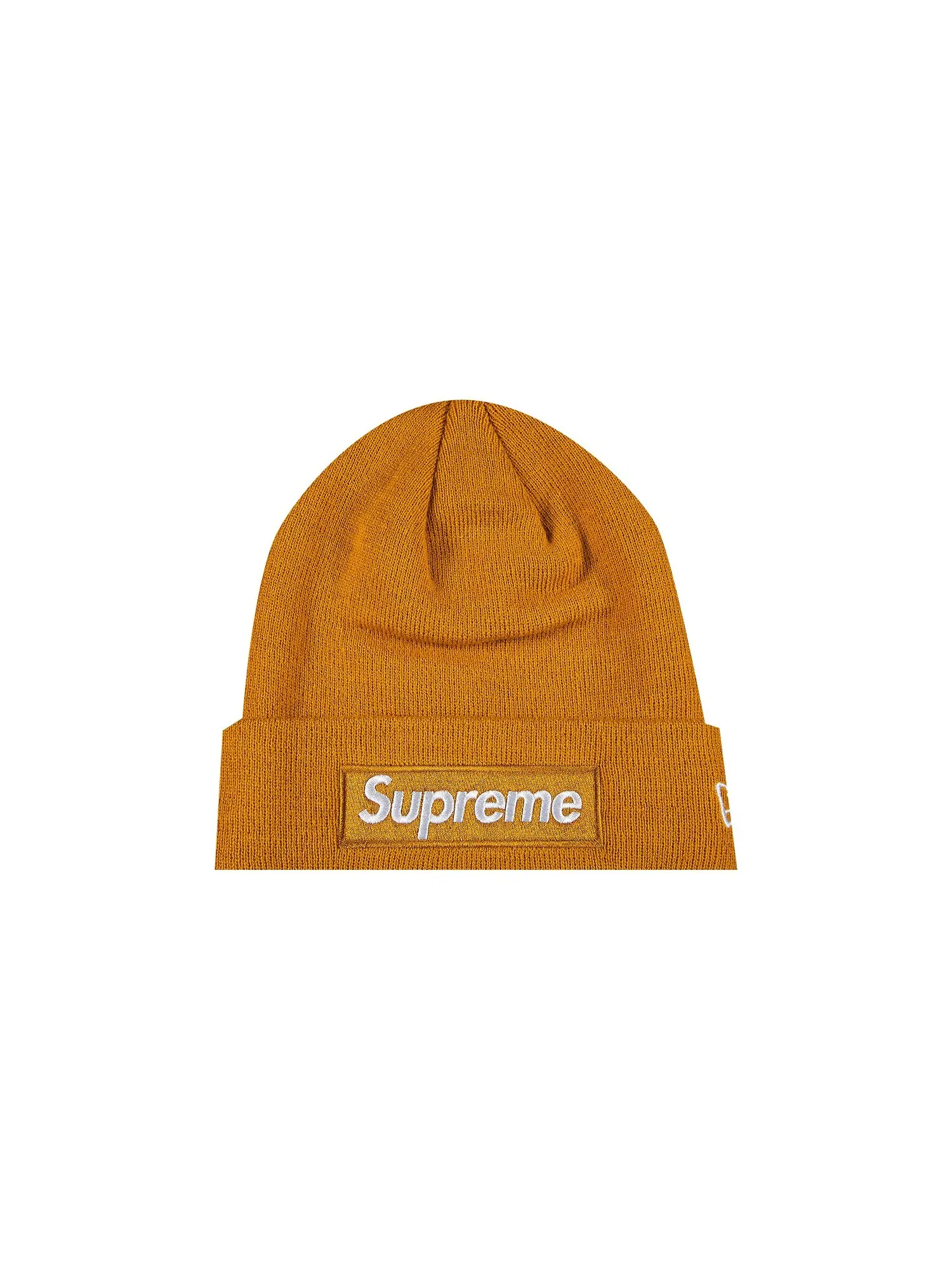 Шапка-бини Supreme x New Era Box Logo, цвет Светлая горчица — изображение 1 из 2
