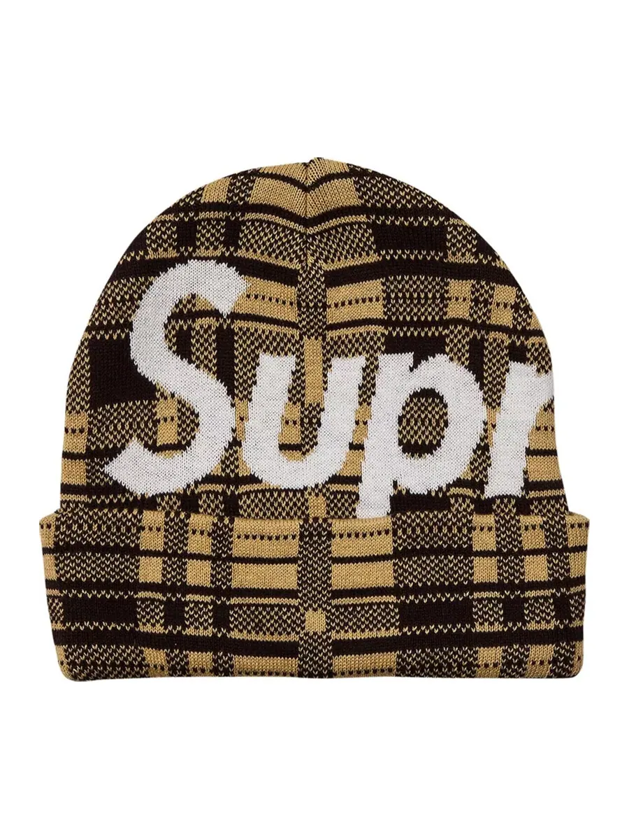 Шапка Supreme Big Logo Beanie — изображение 1 из 3, коричневый/черный